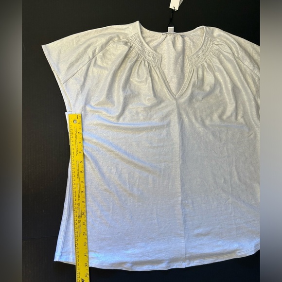 Chico's Linen Span Metallic Foil knit blouse top in Alabaster NWT Sz-3 (XL)  L17 - Picture 11 of 12
